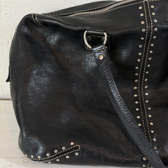 Michael Kors Astor Black Leather Tote Silver Studded Zip Shoulder Bag - Picture 3 of 16